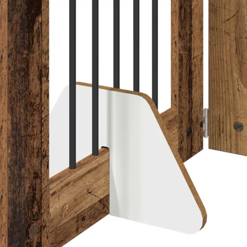 Kutyakerítés állványokkal 8 pcs Antik Fa 60 x 60 cm Szerelt Fa