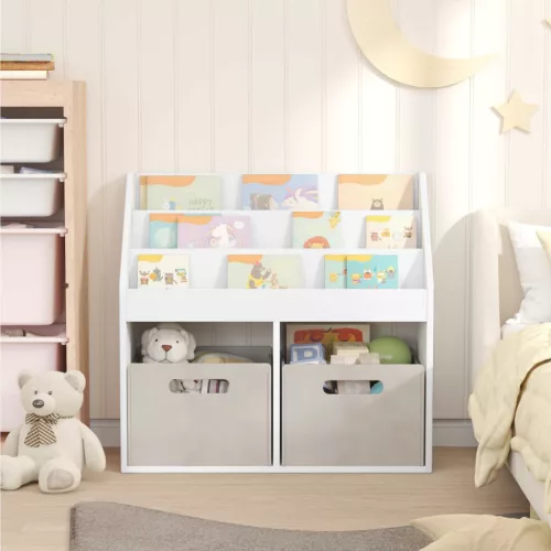  Gyerek Könyvespolc tárolóval Fehér 72,5 x 29,5 x 69 cm Faanyag