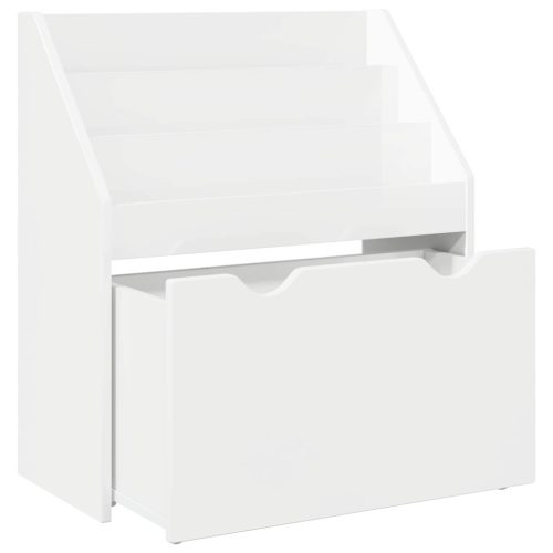  Gyerek Könyvespolc Magas Fényű Fehér 60 x 29,5 x 69 cm Faanyag
