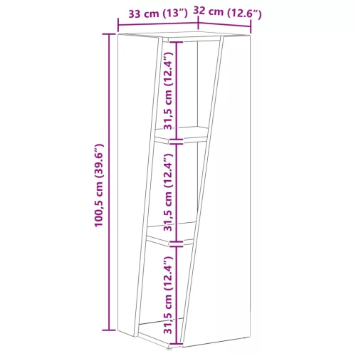  Oldalsó polc Füstölt tölgy 33 x 32 x 100,5 cm Faanyag