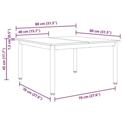  Dohányzóasztal Természetes 80 x 80 x 45 cm Tömör fenyőfa