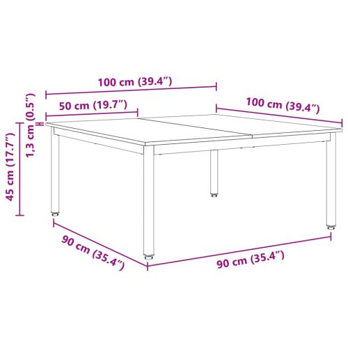  Dohányzóasztal Fehér 100 x 100 x 45 cm Tömör fenyőfa
