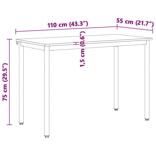  Étkezőasztal Fehér 110 x 55 x 75 cm Tömör fenyőfa