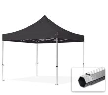   Professional összecsukható sátrak PROFESSIONAL 400g/m2 ponyvával, alumínium szerkezettel, oldalfal nélkül - 3x3m fekete