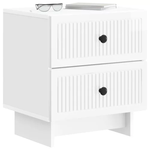  Éjjeliszekrény Magasfényű Fehér 43 x 34,5 x 47,5 cm Szerelt Fa