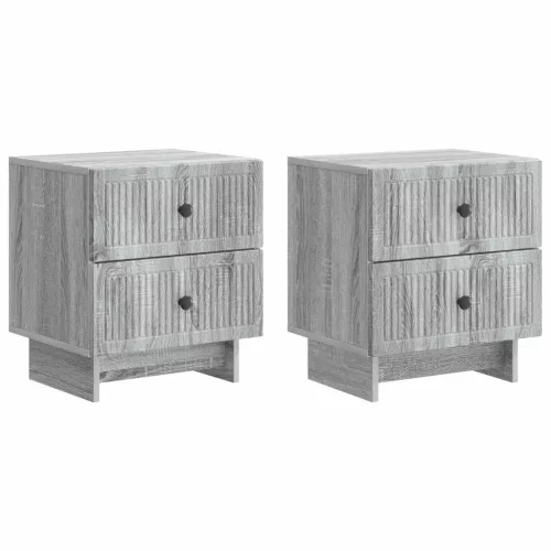  Éjjeliszekrény fiókkal 2 pcs Szürke Sonoma 43 x 34,5 x 47,5 cm