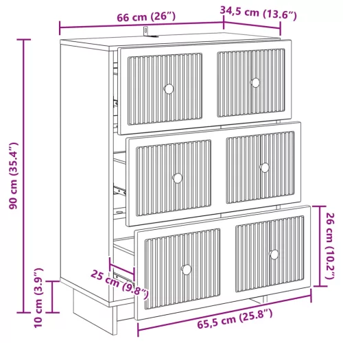  Fiókos szekrény Betonszürke 66 x 34,5 x 90 cm Szerelt Fa