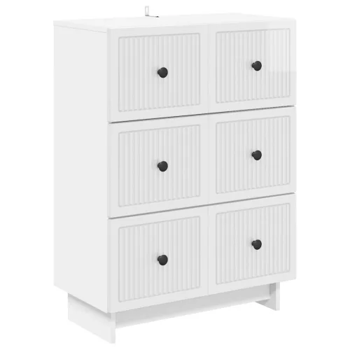  Fiókos szekrény Magasfényű Fehér 66 x 34,5 x 90 cm Szerelt Fa