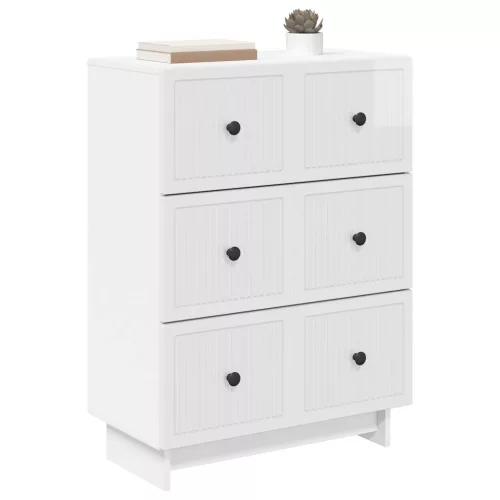  Fiókos szekrény Magasfényű Fehér 66 x 34,5 x 90 cm Szerelt Fa