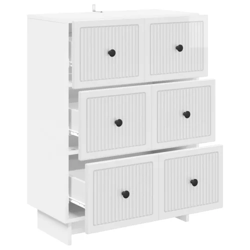  Fiókos szekrény Magasfényű Fehér 66 x 34,5 x 90 cm Szerelt Fa