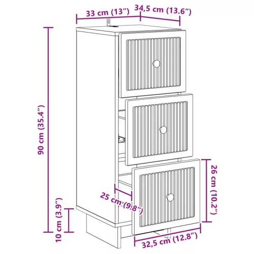  Fiókos szekrény Betonszürke 33 x 34,5 x 90 cm Szerelt Fa