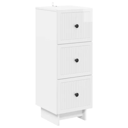  Fiókos szekrény Magasfényű Fehér 33 x 34,5 x 90 cm Szerelt Fa