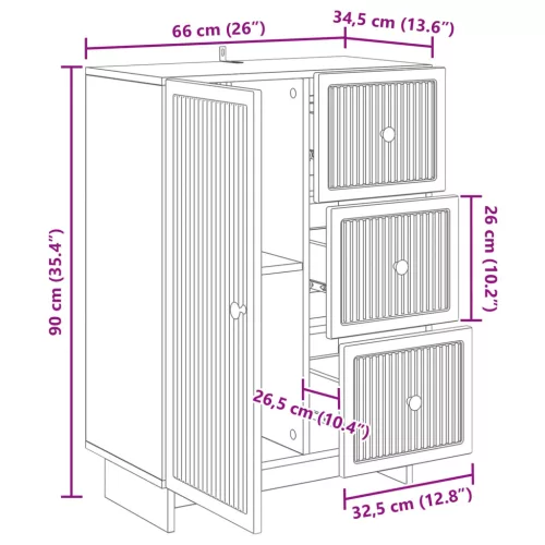  Széf fiókkal Magasfényű Fehér 66 x 34,5 x 90 cm Szerelt Fa