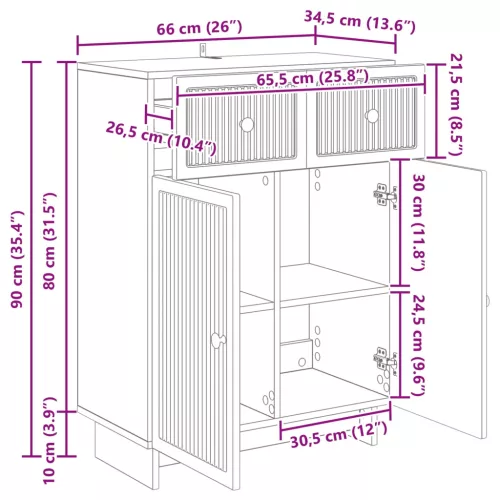  Széf fiókkal Magasfényű Fehér 66 x 34,5 x 90 cm Szerelt Fa