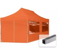   Professional összecsukható sátrak ECO 300 g/m2 ponyvával, alumínium szerkezettel, 4 oldalfallal - 3x6m narancssárga