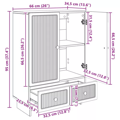 Széf Füstölt Tölgy 66 x 34,5 x 95 cm Mérnöki fa