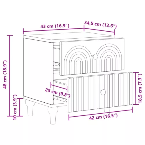  Éjjeliszekrény fiókkal 2 pcs Fehér 43 x 34,5 x 48 cm Szerelt Fa