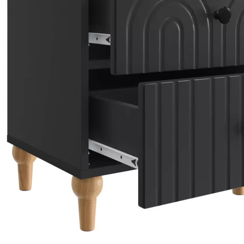  Éjjeliszekrény 2 pcs Fekete 43 x 34,5 x 48 cm Szerelt Fa