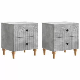    Éjjeliszekrény 2 pcs Betonszürke 43 x 34,5 x 48 cm Szerelt Fa