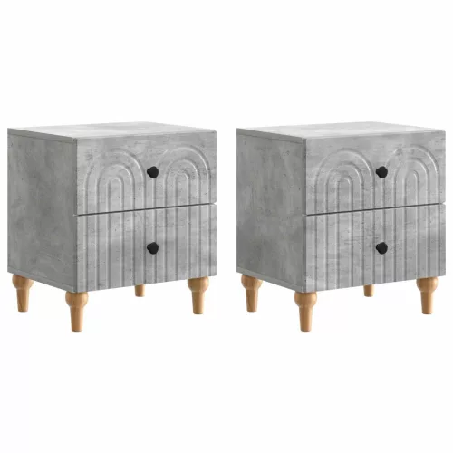  Éjjeliszekrény 2 pcs Betonszürke 43 x 34,5 x 48 cm Szerelt Fa