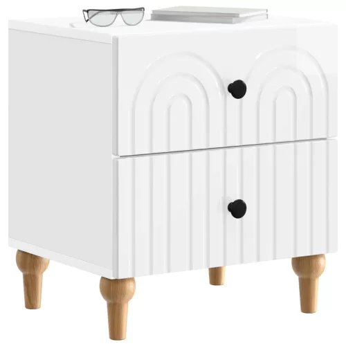  Éjjeliszekrény fiókkal 2 pcs Magasfényű Fehér 43 x 34,5 x 48 cm