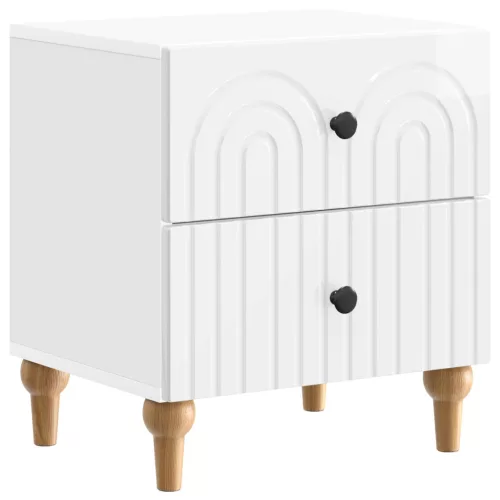  Éjjeliszekrény fiókkal 2 pcs Magasfényű Fehér 43 x 34,5 x 48 cm