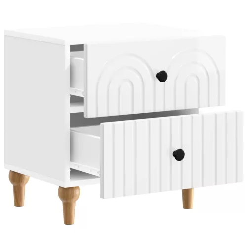  Éjjeliszekrény fiókkal 2 pcs Magasfényű Fehér 43 x 34,5 x 48 cm