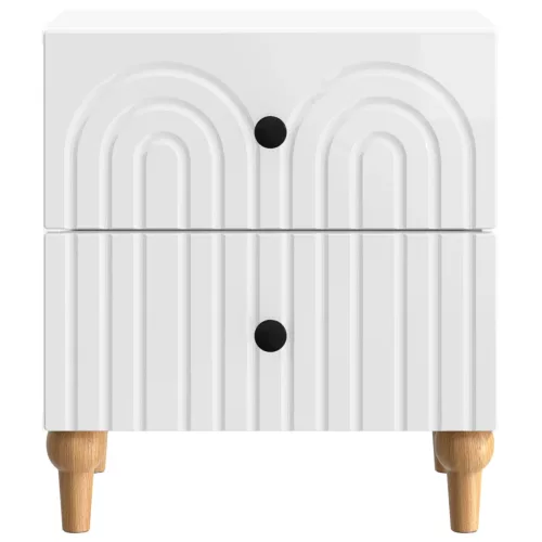  Éjjeliszekrény fiókkal 2 pcs Magasfényű Fehér 43 x 34,5 x 48 cm