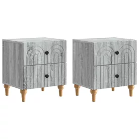    Éjjeliszekrény 2 pcs Szürke Sonoma 43 x 34,5 x 48 cm Szerelt Fa
