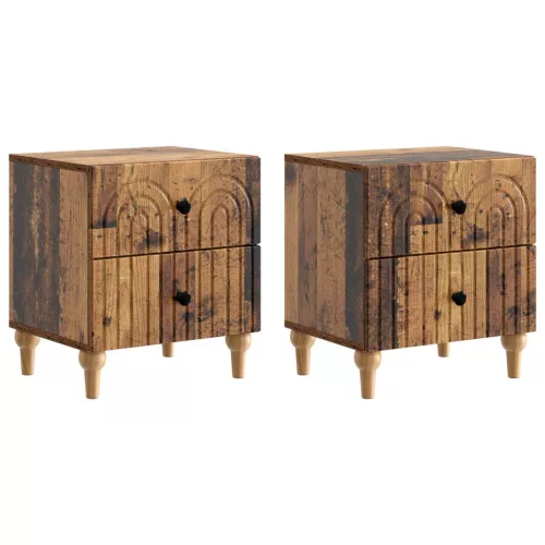  Éjjeliszekrény 2 pcs Antik Fa 43 x 34,5 x 48 cm Szerelt Fa