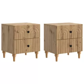    Éjjeliszekrény fiókkal 2 pcs Kézműves Tölgy 43 x 34,5 x 48 cm