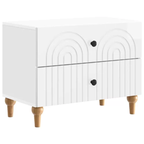  Éjjeliszekrény Magasfényű Fehér 62 x 34,5 x 48 cm Szerelt Fa