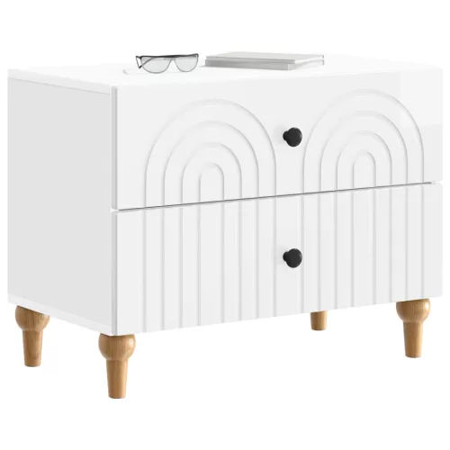  Éjjeliszekrény Magasfényű Fehér 62 x 34,5 x 48 cm Szerelt Fa