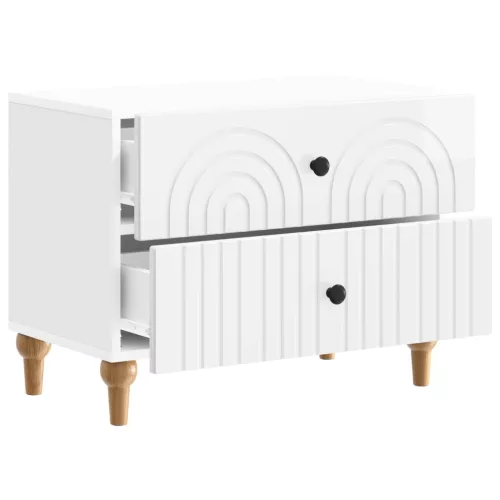  Éjjeliszekrény Magasfényű Fehér 62 x 34,5 x 48 cm Szerelt Fa