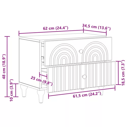  Éjjeliszekrény Füstös Tölgy 62 x 34,5 x 48 cm Szerelt Fa