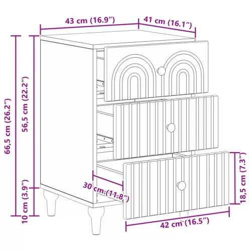  Éjjeliszekrény fiókkal Antik Fa 43x 41 x 66,5 cm Szerelt Fa