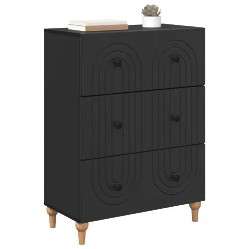  Fiókos szekrény Fekete 66 x 34,5 x 90 cm Szerelt Fa