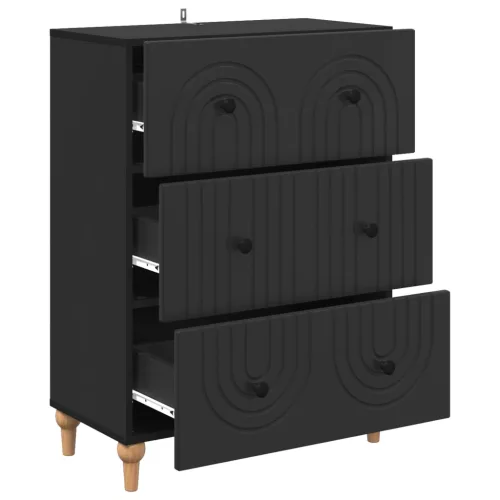  Fiókos szekrény Fekete 66 x 34,5 x 90 cm Szerelt Fa