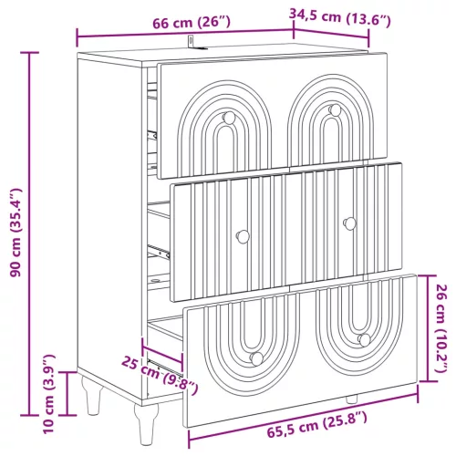  Fiókos szekrény Betonszürke 66 x 34,5 x 90 cm Szerelt Fa