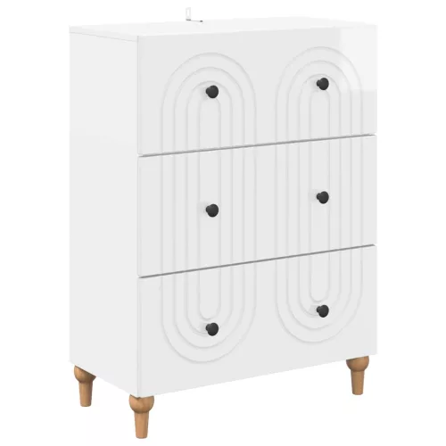  Fiókos szekrény Magasfényű Fehér 66 x 34,5 x 90 cm Szerelt Fa