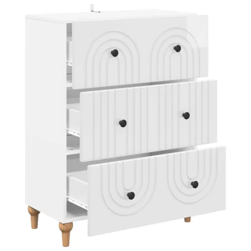  Fiókos szekrény Magasfényű Fehér 66 x 34,5 x 90 cm Szerelt Fa