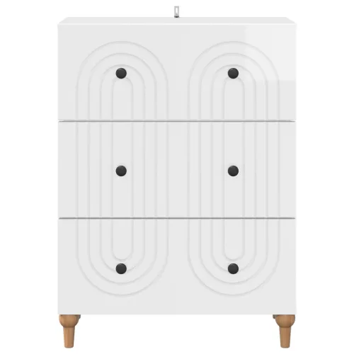  Fiókos szekrény Magasfényű Fehér 66 x 34,5 x 90 cm Szerelt Fa