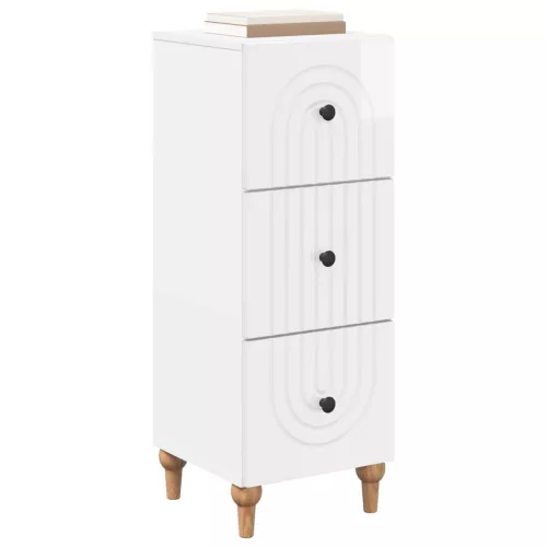  Fiókos szekrény Magasfényű Fehér 33 x 34,5 x 90 cm Szerelt Fa