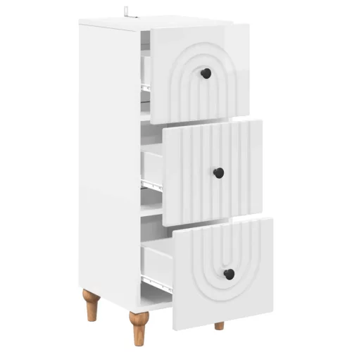  Fiókos szekrény Magasfényű Fehér 33 x 34,5 x 90 cm Szerelt Fa