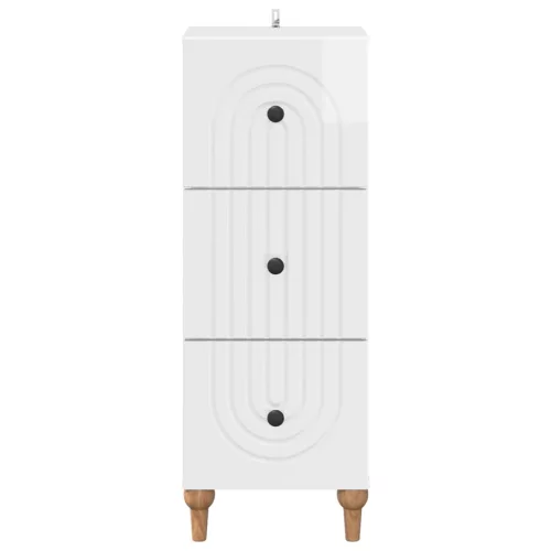  Fiókos szekrény Magasfényű Fehér 33 x 34,5 x 90 cm Szerelt Fa