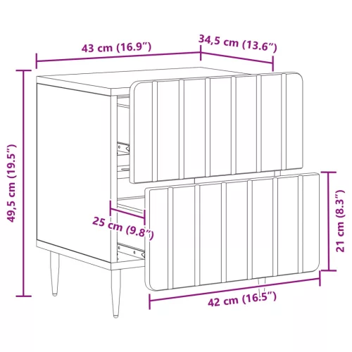  Éjjeliszekrény 2 pcs Fehér 43 x 34,5 x 49,5 cm Szerelt Fa