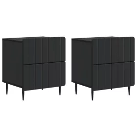    Éjjeliszekrény 2 pcs Fekete 43 x 34,5 x 49,5 cm Szerelt Fa