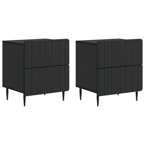  Éjjeliszekrény 2 pcs Fekete 43 x 34,5 x 49,5 cm Szerelt Fa