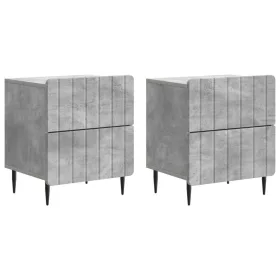    Éjjeliszekrény 2 pcs Betonszürke 43 x 34,5 x 49,5 cm Szerelt Fa