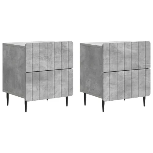  Éjjeliszekrény 2 pcs Betonszürke 43 x 34,5 x 49,5 cm Szerelt Fa